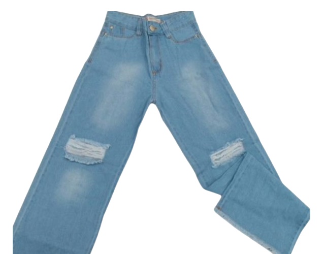 Calça Nacional Juvenil Feminina Jeans Wide Leg