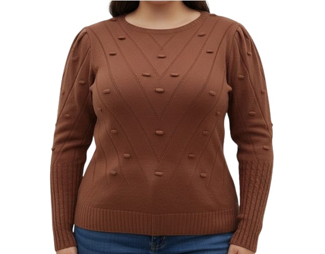 Blusa Oliveira Adulto Extra Grande Feminina Manga Longa Lã/Acrílico Trabalhada