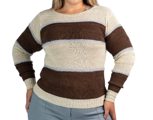 Blusa Oliveira Adulto Extra Grande Feminina Manga Longa Lã/Acrilico Trabalhada