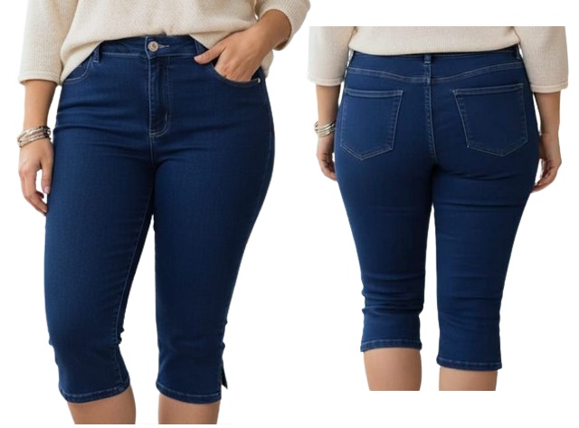 Calça Vivlon Adulto Extra Grande Feminina Jeans Lycra Corsario Escur