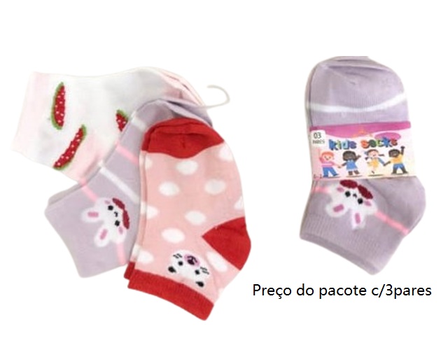 Meia Kidssocks Primeiros Passos Antiderrapante Sortida C/3