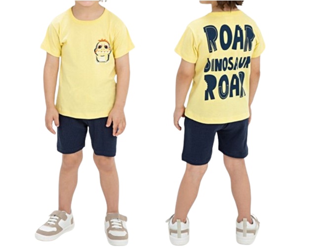 Conjunto Fashionk Primeiros Passos Masculino Manga Curta Malha