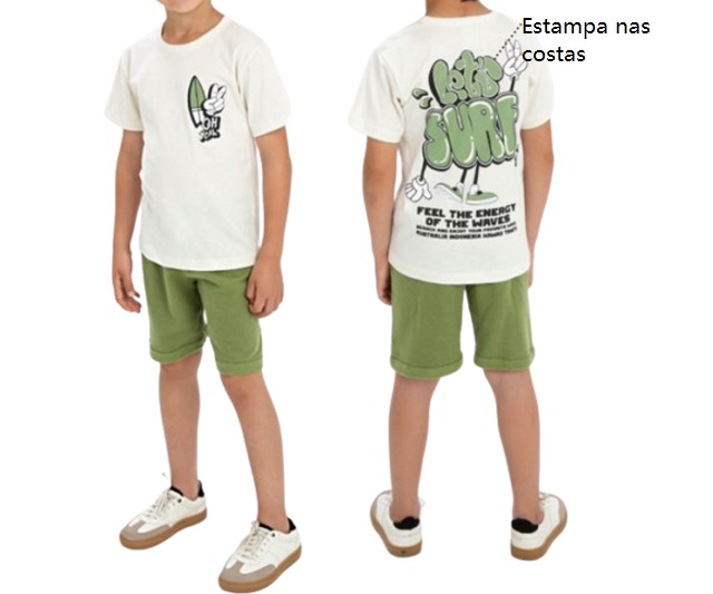 Conjunto Fashionk Infantil Masculino Manga Curta Malha
