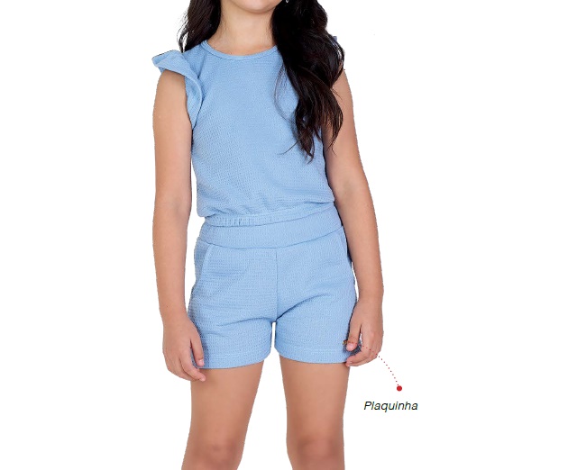 Conjunto Viston Infantil Feminino Manga Japonesa Malha Quadriculada