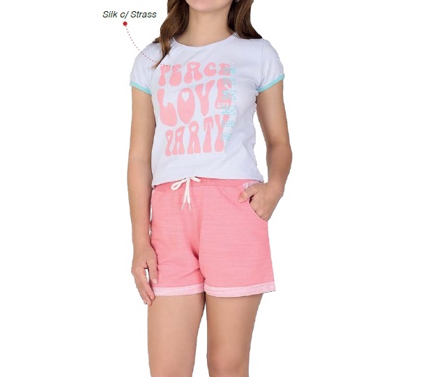 Conjunto Viston Juvenil Feminino Manga Curta Cotton Short