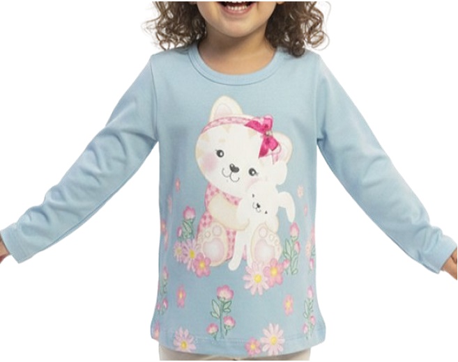 Blusa Minimundo Primeiros Passos Feminina Manga Longa Cotton Mullet