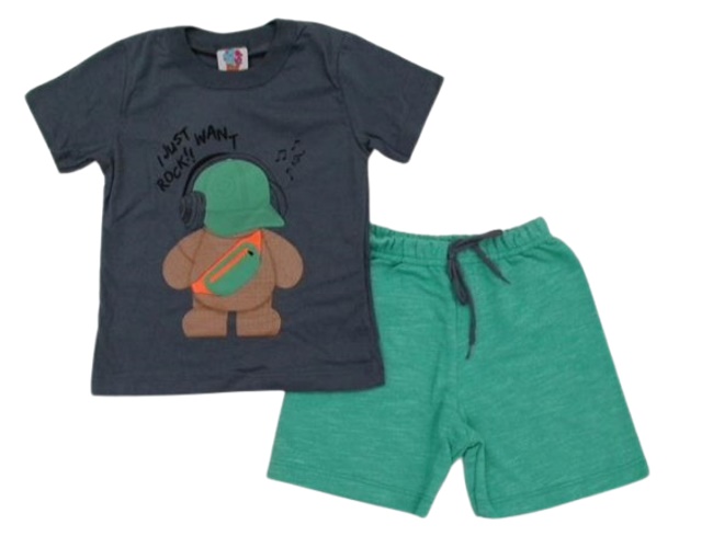 Conjunto Wkids Primeiros Passos Masculino Manga Curta Malha