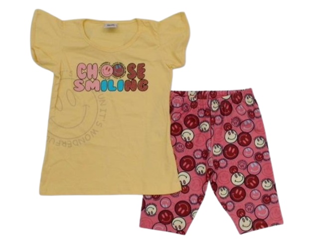 Conjunto Wkids Infantil Feminino Manga Curta Malha Bermuda
