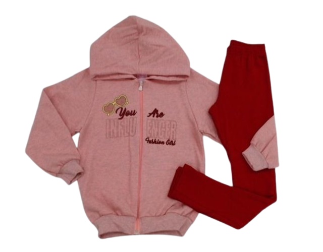 Conjunto Wilbertex Infantil Feminino Moletom Capuz Legging