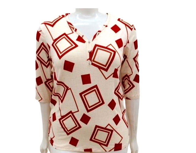 Blusa Armando Adulto Extra Grande Feminina Manga 3/4 Viscolycra Estampada