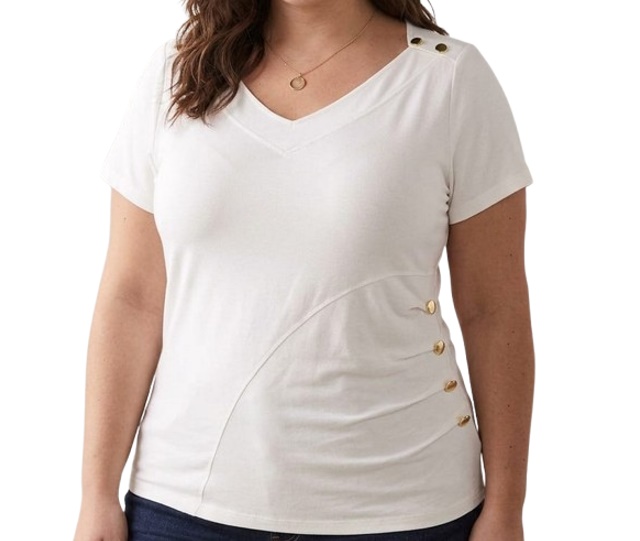 Blusa Vaph Adulto Extra Grande Feminina Manga Curta Viscolycra Botões