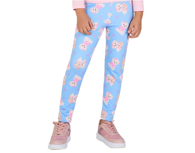 Legging Viston Infantil Feminino Poliéster Estampado Flanelada