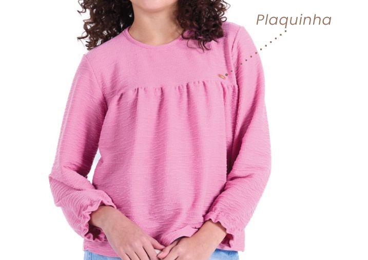 Blusa Trin Juvenil Feminina Manga Longa Anarruga