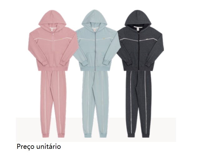 Conjunto Randa Juvenil Feminino Molecotton Capuz Calça