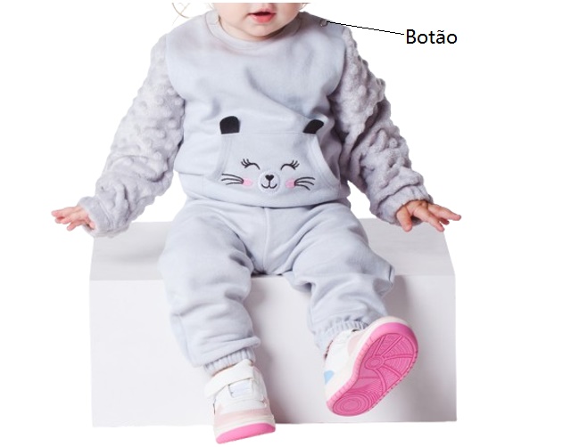 Conjunto Minhaflor Bebe Feminino Moletom Peluciado Poá Calç