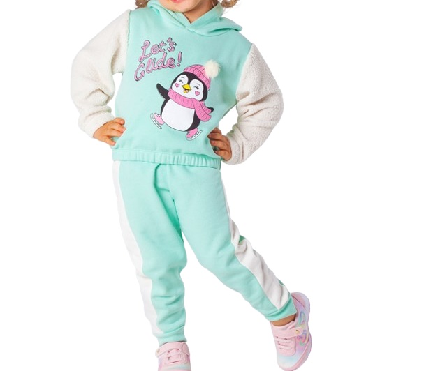 Conjunto Minhaflor Primeiros Passos Feminino Moletom Peluciado Capu