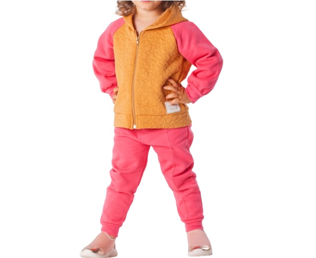 Conjunto Minhaflor Primeiros Passos Feminino Moletom Poliéster Coração