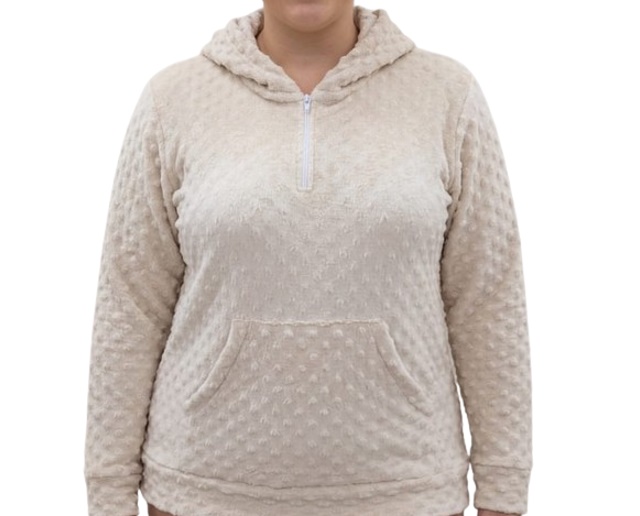Blusa Armando Adulto Extra Grande Feminina Peluciada Poá Zíper Capuz