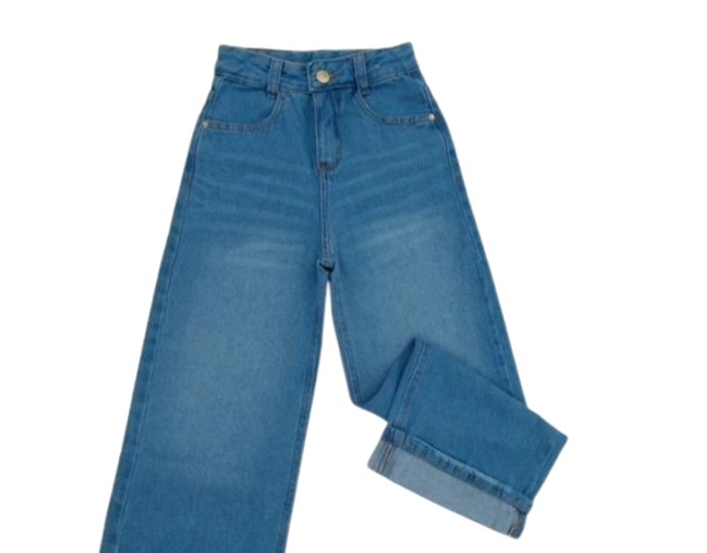 Calça Pty Infantil Feminina Jeans Wide Leg