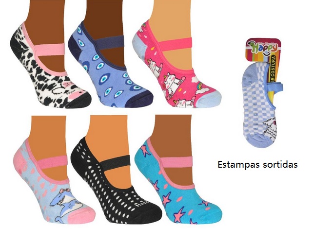 Meia Happybyfiapo Adulto Feminina Algodão Sapatilha Antiderrapa