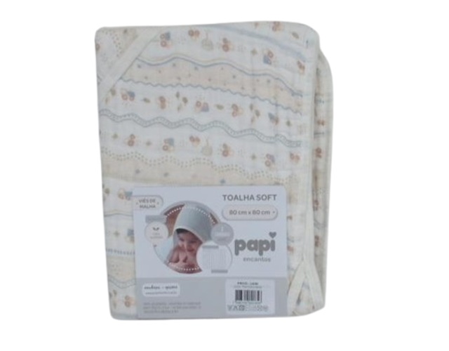 Toalha-banho Papi Bebe Fralda Forrada Capuz 80x80c