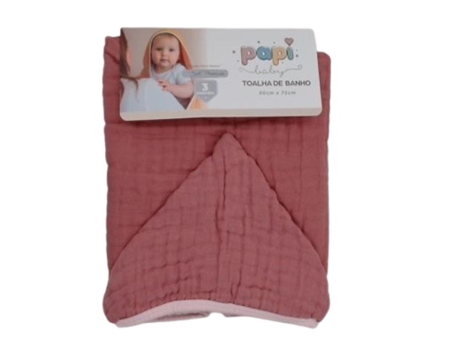 Toalha-banho Papi Bebe Fralda Forrada Capuz 90x70c