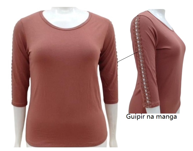 Blusa Vestbem Adulto Extra Grande Feminina Manga 3/4 Viscolycra Guipir