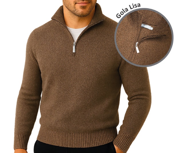 Blusa Giorgiobianco Adulto Masculina Lã/Acrílico Mescla Zíper