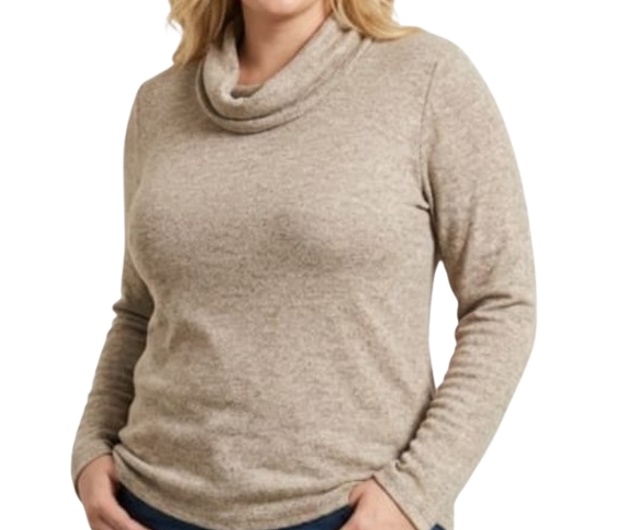 Blusa 7linhas Adulto Extra Grande Feminina Manga Longa Lãzinha Gola Boba