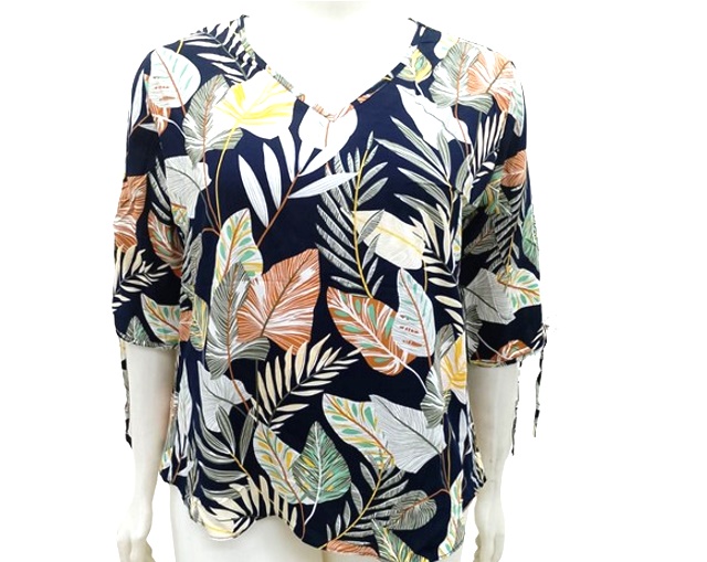 Blusa 7linhas Adulto Extra Grande Feminina Manga 3/4 Viscose Estampada