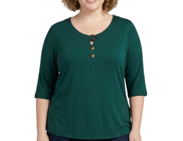 Blusa 7linhas Adulto Extra Grande Feminina Manga 3/4 Viscolycra Botões