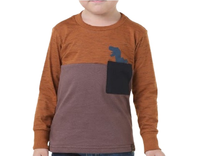 Camiseta Maro Primeiros Passos Masculina Manga Longa Malha Jet Bolso
