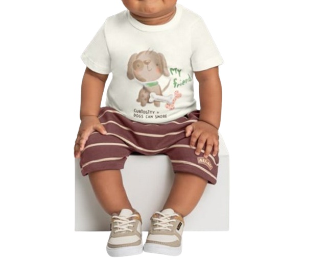 Conjunto Livy Bebe Masculino Manga Curta Malha