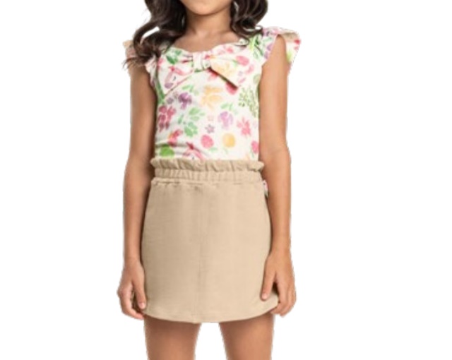 Conjunto Livy Infantil Feminino Regata Cotton Cropped Short-sai