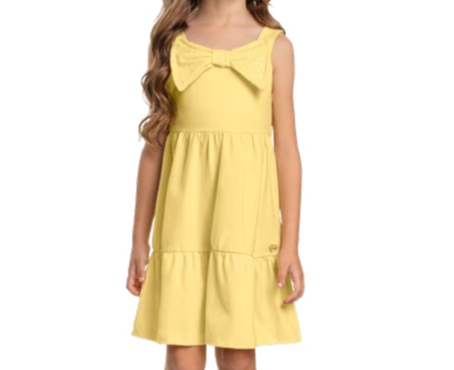 Vestido Livy Infantil Regata Cotton Laço Strass
