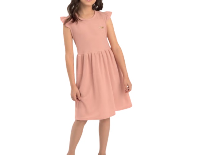 Vestido Duduka Infantil Manga Japonesa Malha Trabalhada