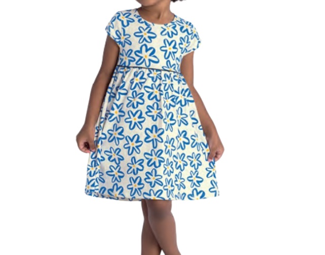 Vestido Duduka Primeiros Passos Manga Curta Cotton Estampado