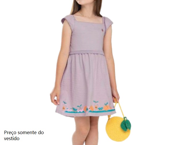 Vestido Lecimar Infantil Regata Cotton Trabalhado