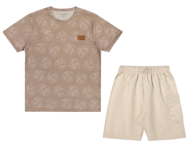 Conjunto Lecimar Juvenil Masculino Manga Curta Malha Estampado