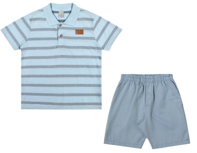 Conjunto Lecimar Juvenil Masculino Manga Curta Malha Gola Polo