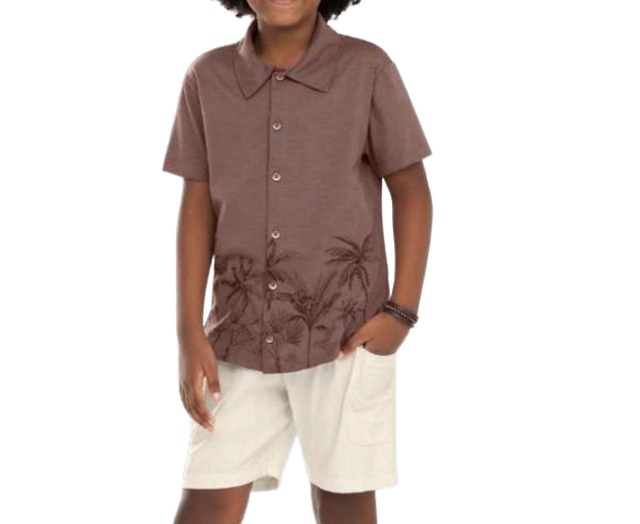 Conjunto Lecimar Infantil Masculino Manga Curta Malha Flamê