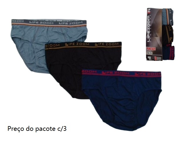 Cueca Lifezoom Adulto Extra Grande Masculina Algodão (c/3)