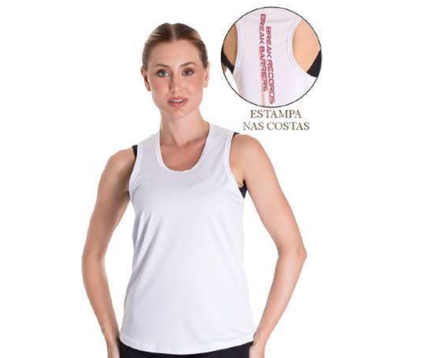 Blusa Sangos Adulto Feminina Regata Poliéster Costas Nadador Uv50+