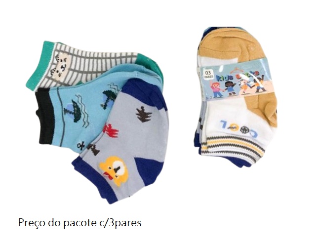 Meia Kidssocks Bebe Masculina Poliéster Estampada (c/3)