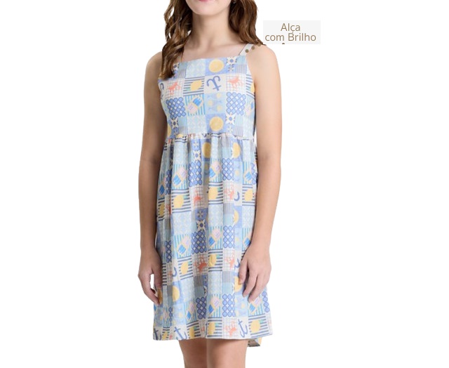 Vestido Pitiluka Juvenil Alça Malha Estampado