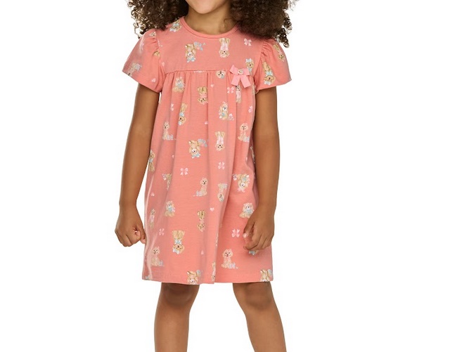 Vestido Angero Primeiros Passos Manga Curta Cotton Estampado