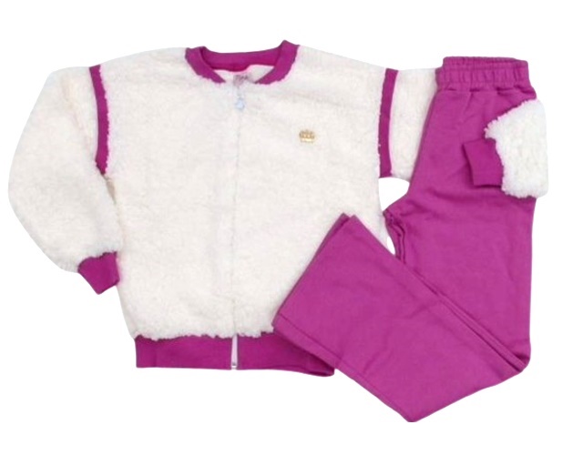 Conjunto Ninafashion Infantil Feminino Sherpa Wide Leg