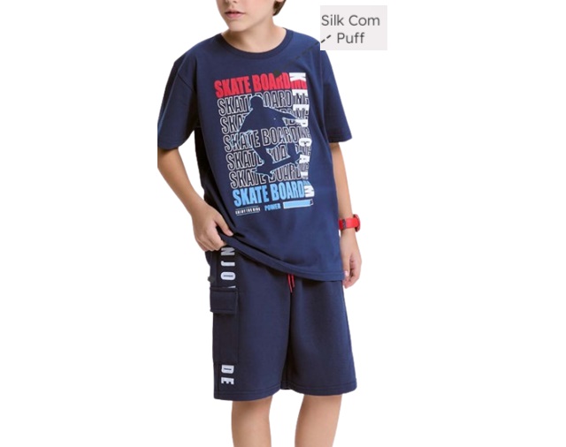 Conjunto Viston Juvenil Masculino Manga Curta Malha