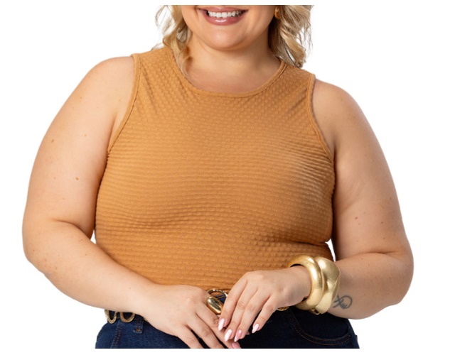 Blusa Trin Adulto Extra Grande Feminina Regata  malha Ana Bola
