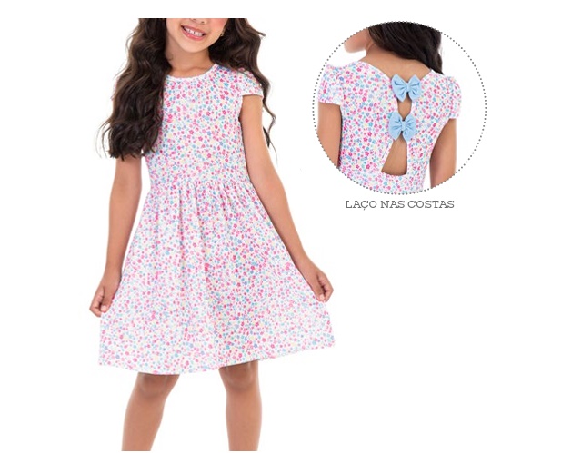 Vestido Jaki Infantil Manga Japonesa Malha Canelada Estampado